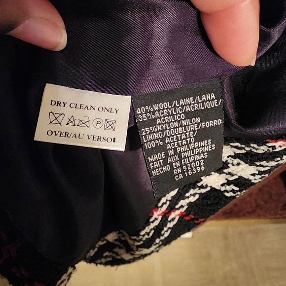 Vintage Liz Claiborne Plaid Wool Blend One Button Blazer With Pockets Size 8 - Picture 5 of 14